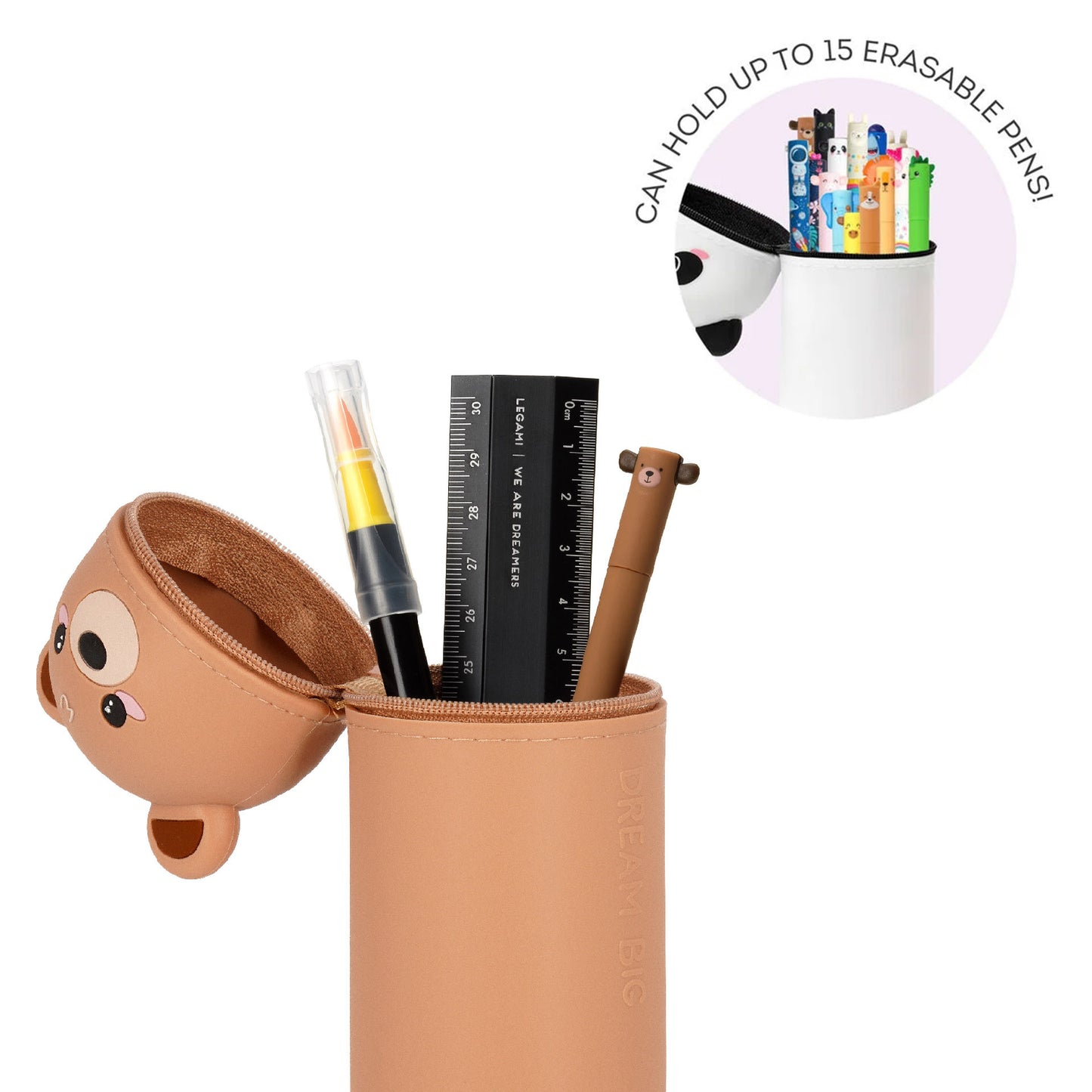 LEGAMI - 2-in-1 Soft Silicone Case - Kawaii Pencil Case - Teddy