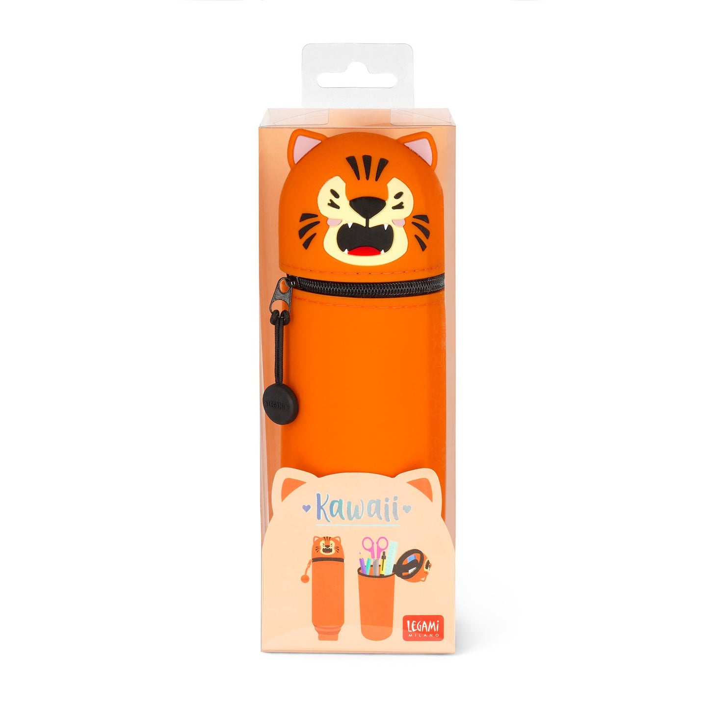LEGAMI - 2-in-1 Soft Silicone Case - Kawaii Pencil Case - Tiger