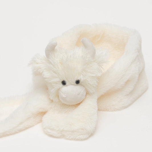 Jomanda Highland Cow Scarf Plush Soft Cream - 90cm
